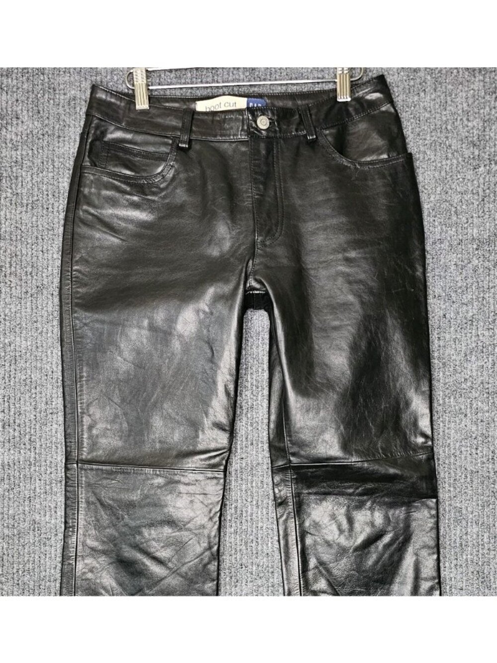 Vintage Gap Leather Boot Cut Pants sz 6 Black Genuine Lining VTG Jeans 29 x 30.5 - Picture 2 of 5